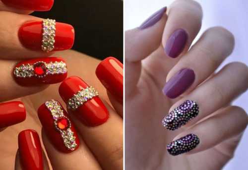 Красивый дизайн ногтей со стразами